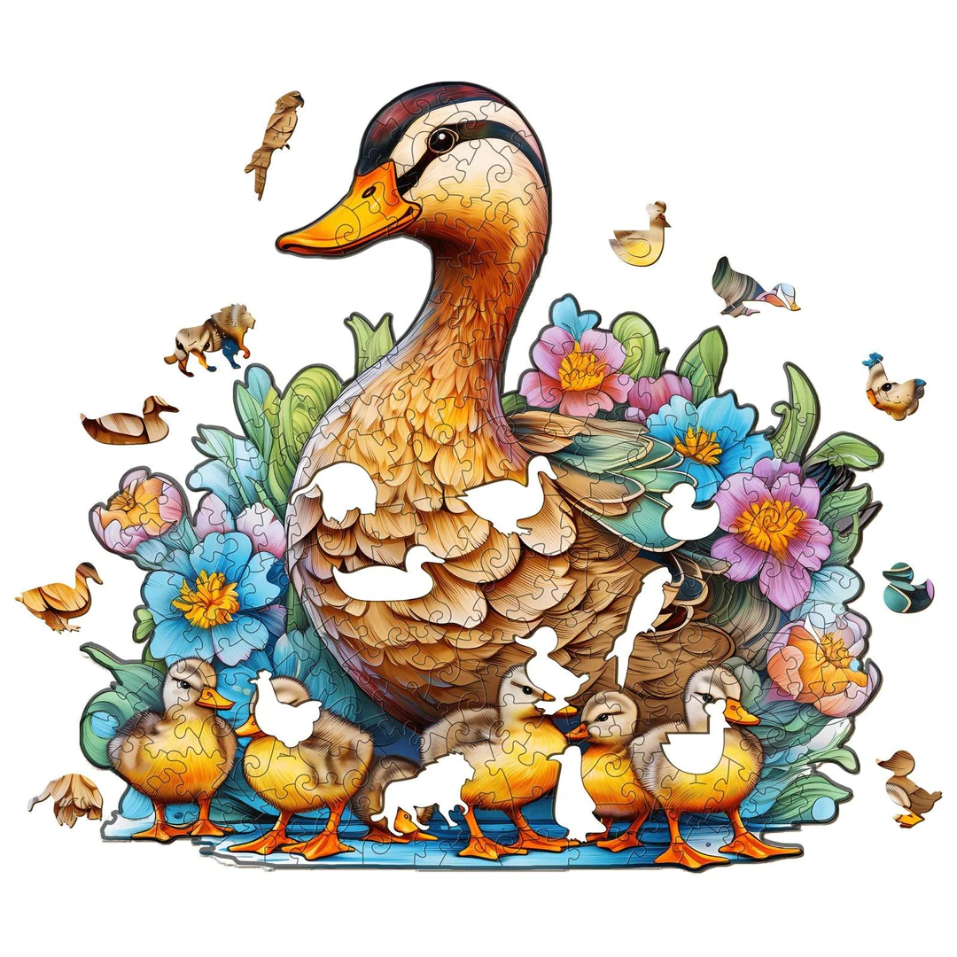 Mother Duck And Ducklings - Wooden Jigsaw Puzzle
