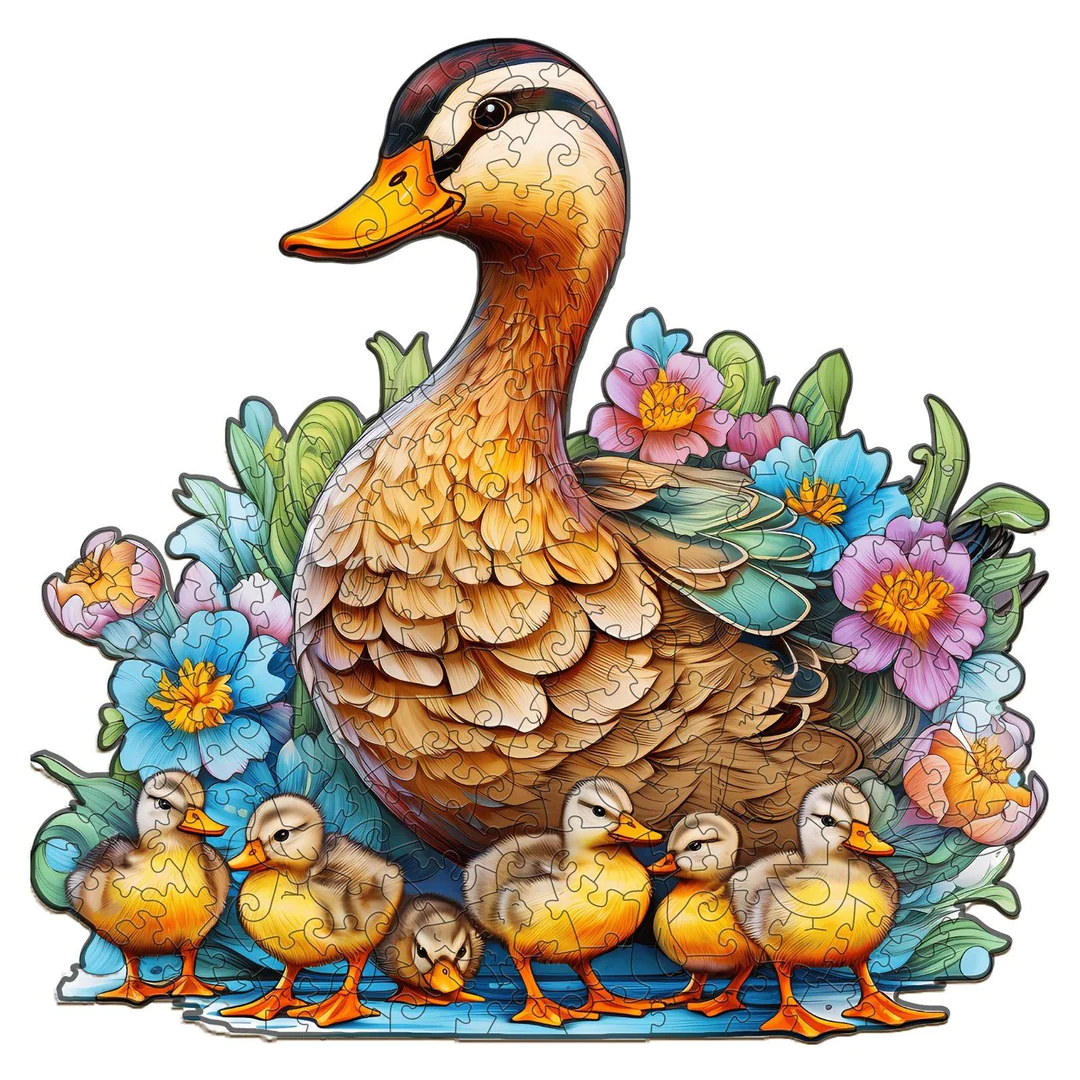 Mother Duck And Ducklings - Wooden Jigsaw Puzzle