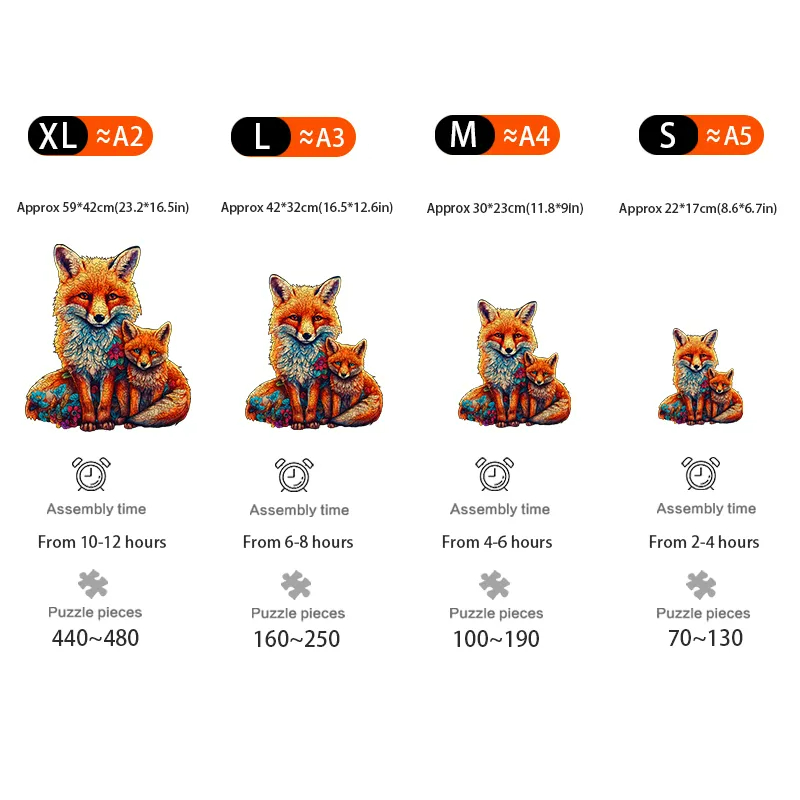 Mother and Child Fox - Wooden Jigsaw Puzzles