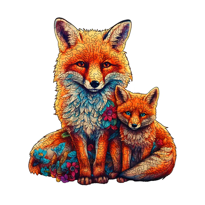 Mother and Child Fox - Wooden Jigsaw Puzzles