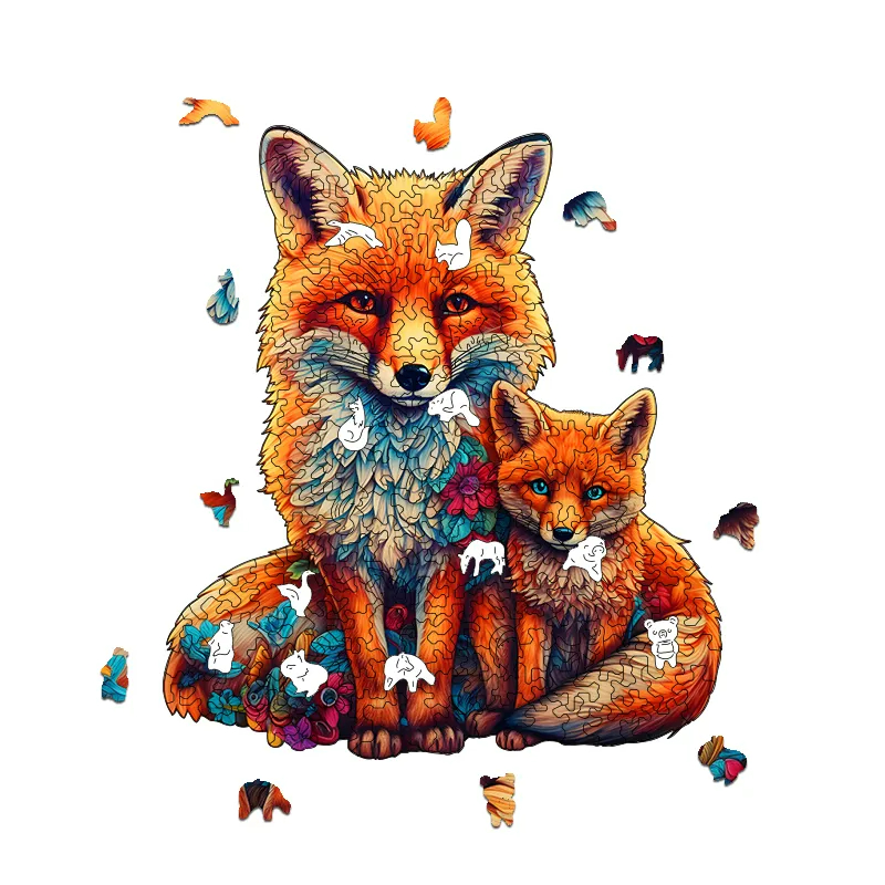 Mother and Child Fox - Wooden Jigsaw Puzzles