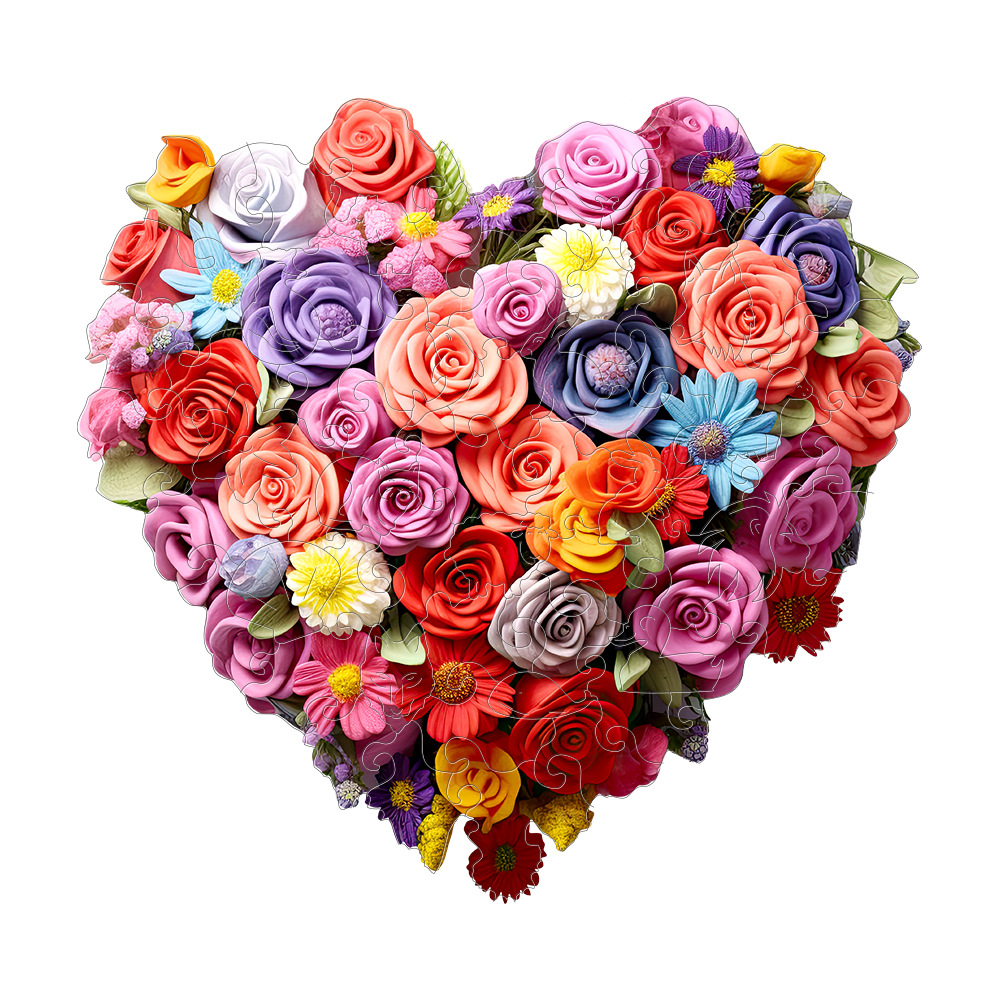 Heart Rose - Wooden Jigsaw Puzzle
