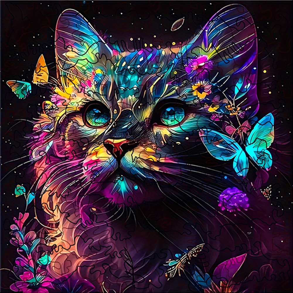Colorful Cat - Wooden Jigsaw Puzzle
