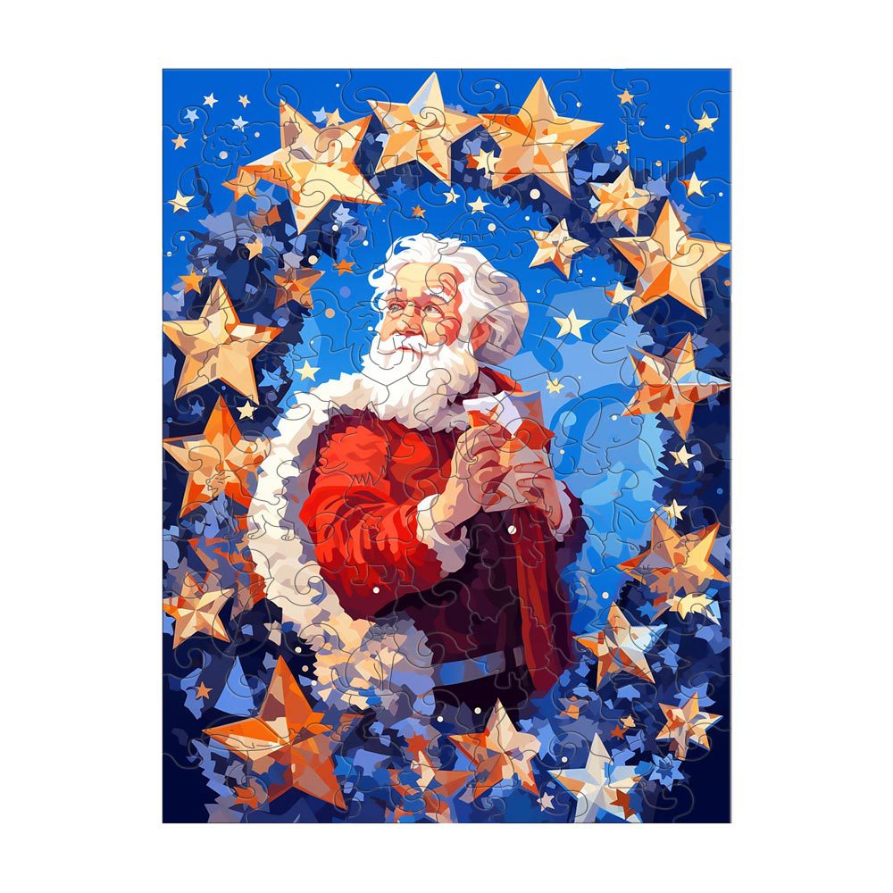 Santa Claus and Stars - Wooden Jigsaw Puzzles