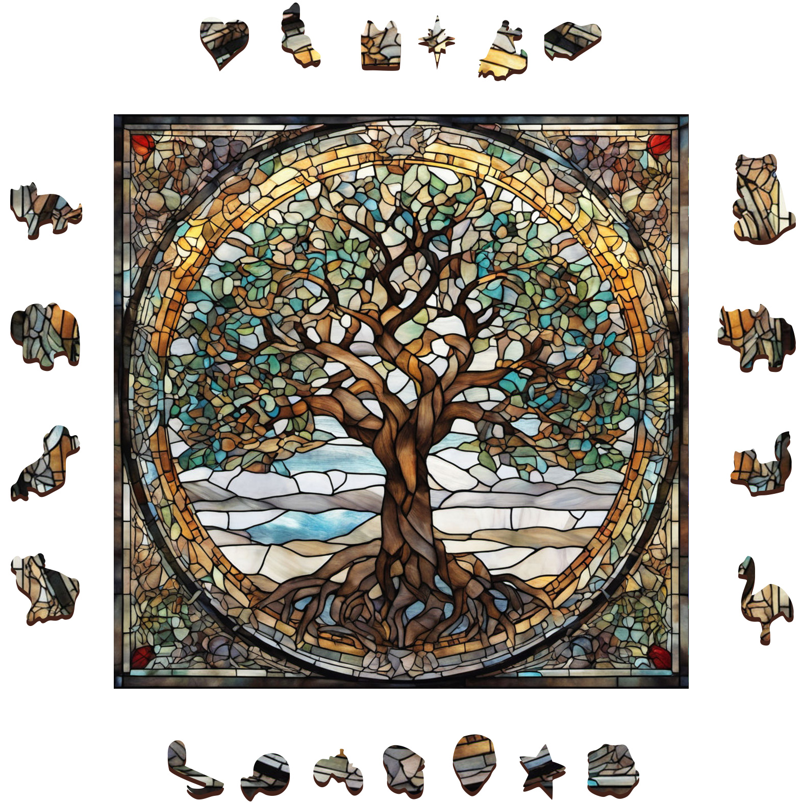 Tree of Life Mandala - Wooden Jigsaw Puzzle