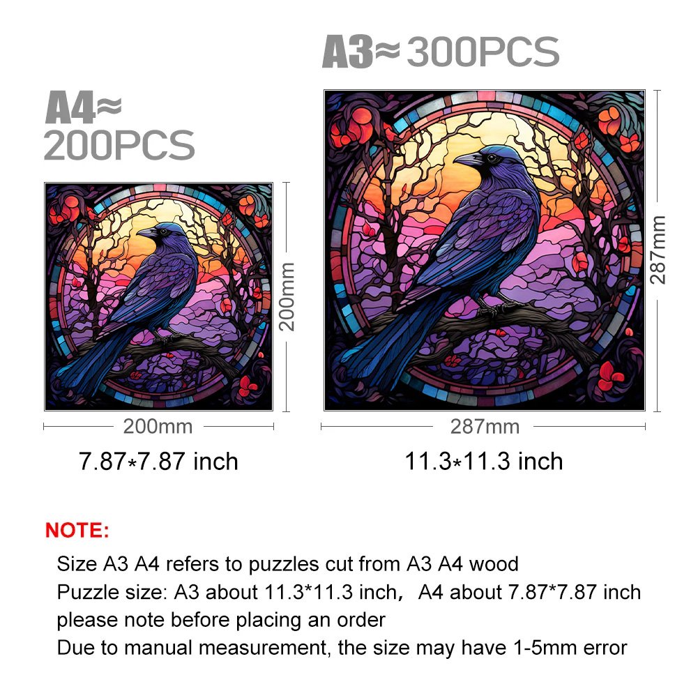 Ornate Raven Feathers - Wooden Jigsaw Puzzle