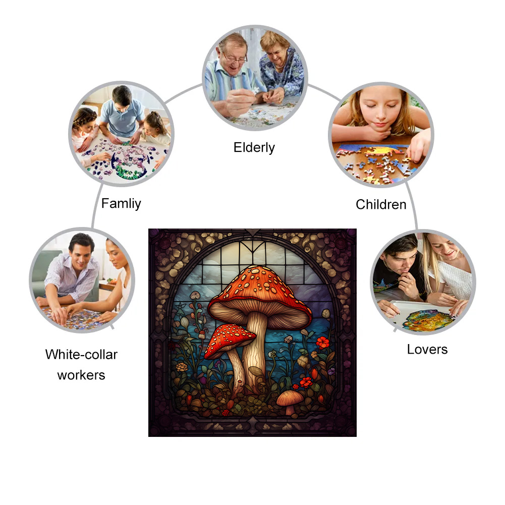 Toadstools Mushrooms - Wooden Jigsaw Puzzle