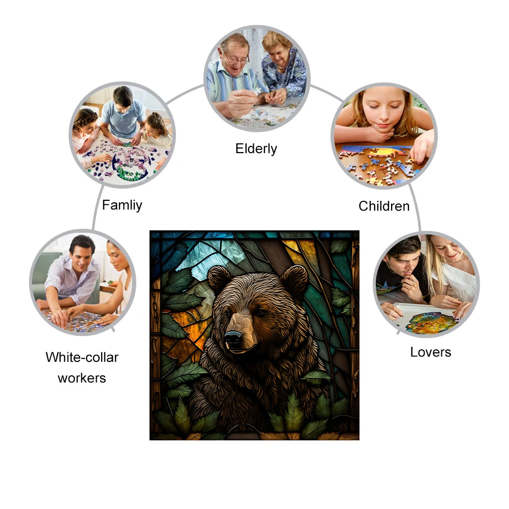 Black Bear In Forest - Wooden Jigsaw Puzzle