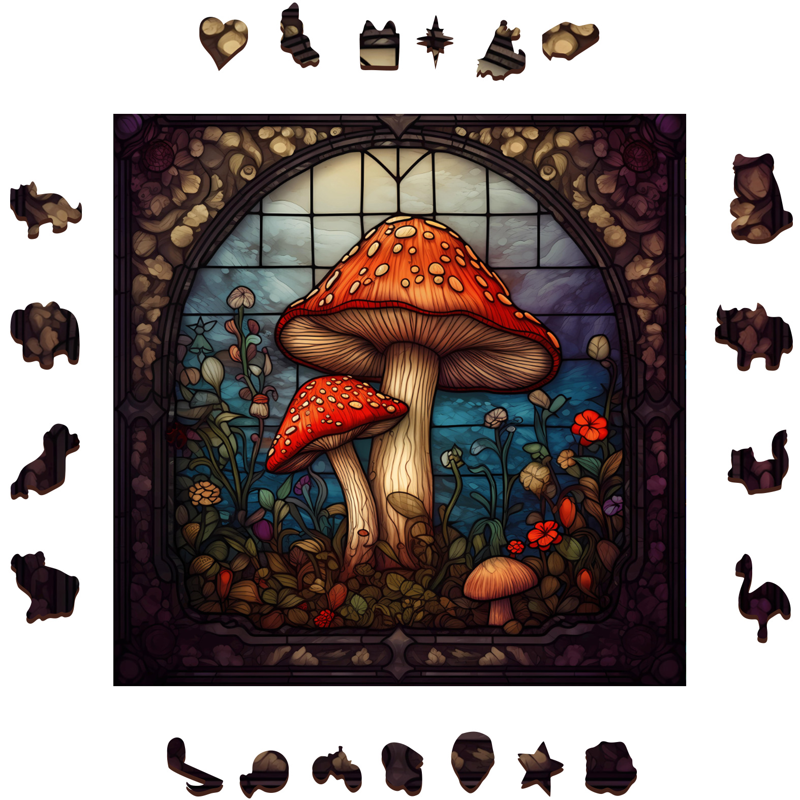 Toadstools Mushrooms - Wooden Jigsaw Puzzle