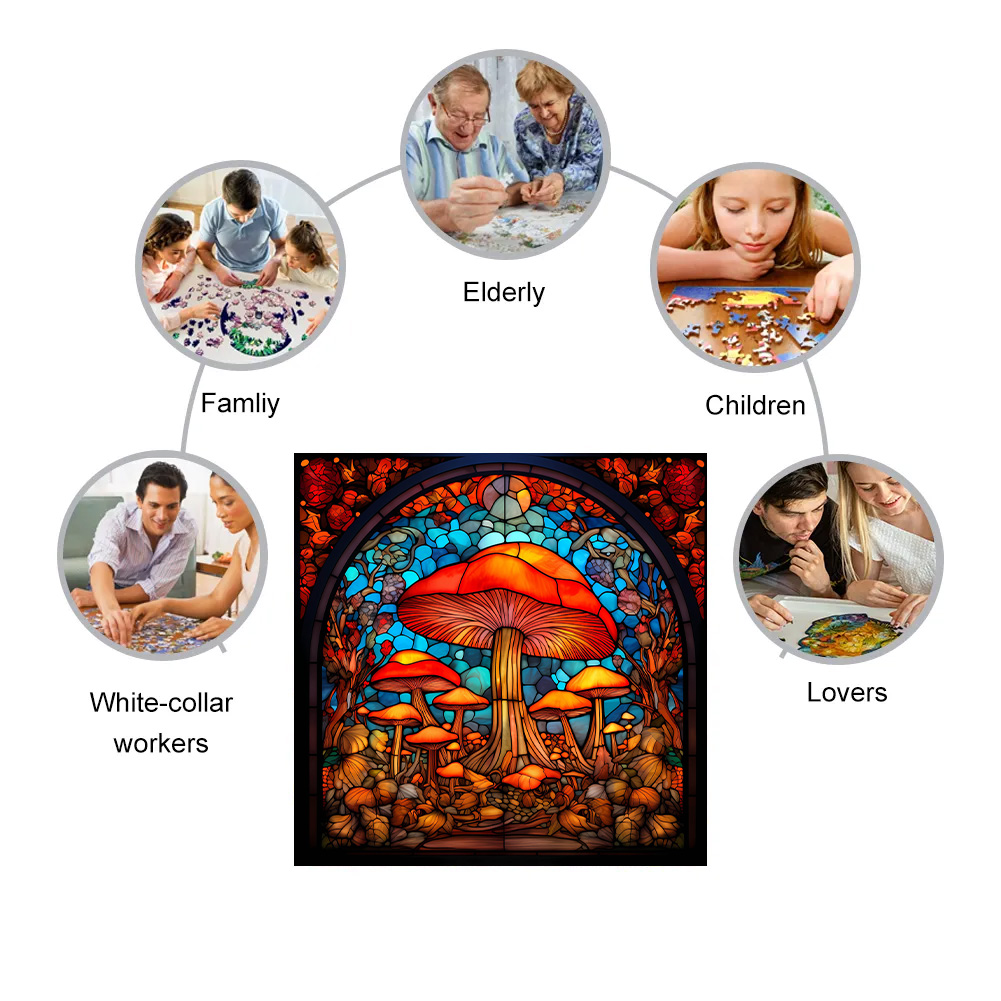 Fantasy Mushroom World - Wooden Jigsaw Puzzle