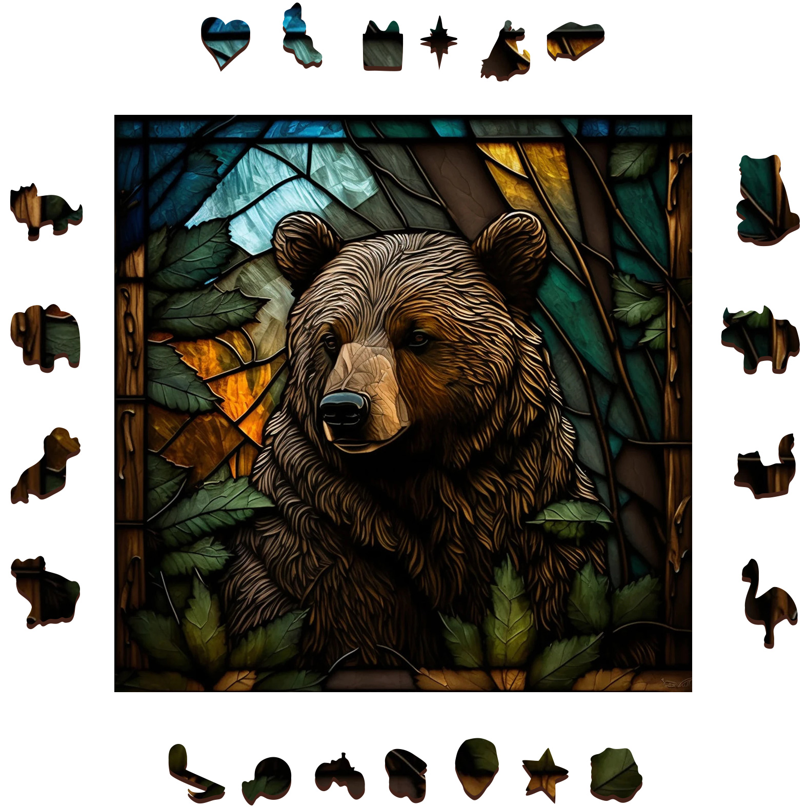 Black Bear In Forest - Wooden Jigsaw Puzzle