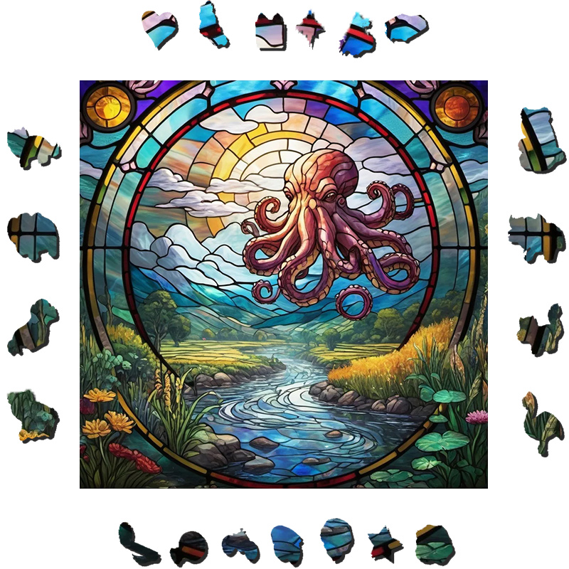 Vibrant Octopus  - Wooden Jigsaw Puzzle