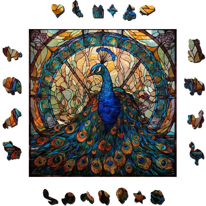 Natures Jewel Peacock Bird - Wooden Jigsaw Puzzle