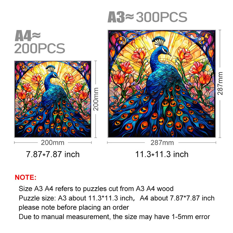 Graceful Vibrant Peacock - Wooden Jigsaw Puzzle