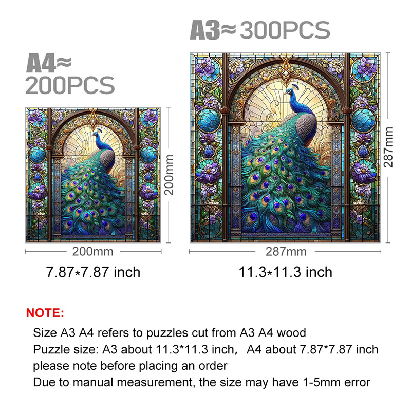 Emerald Jewel-like Green Peacock - Wooden Jigsaw Puzzle