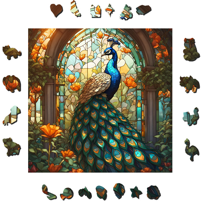 Noble Peacock - Wooden Jigsaw Puzzle
