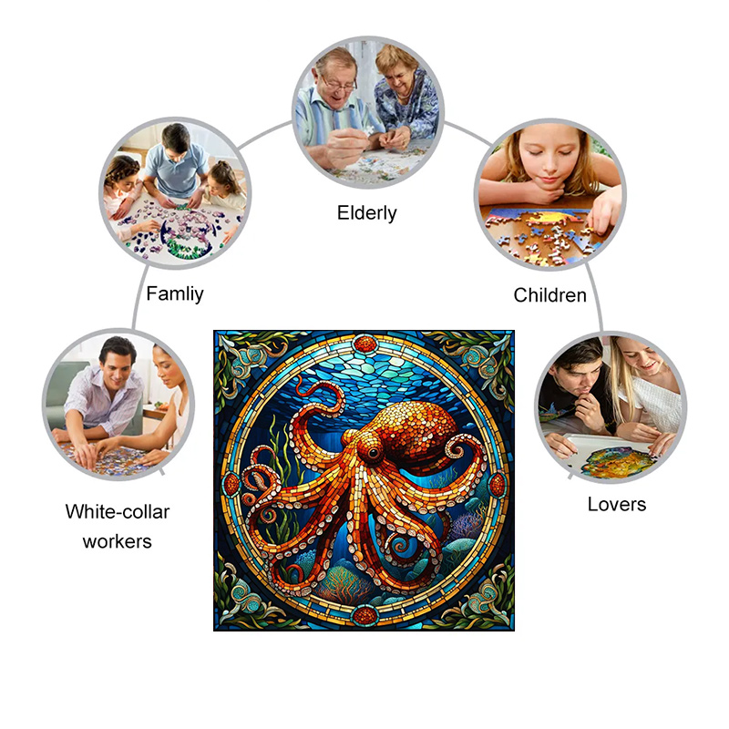 Octopus Mosaic - Wooden Jigsaw Puzzle