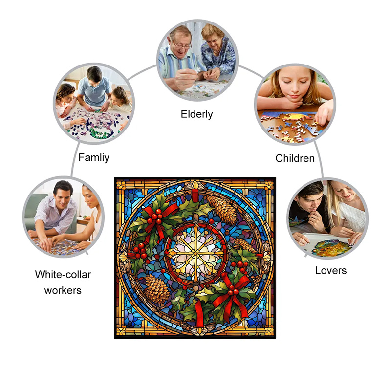 Holly and Pine cones - Wooden Jigsaw Puzzle