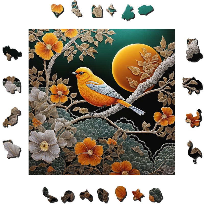 Sunshine Bird Embraced By Float  - Wooden Jigsaw Puzzle