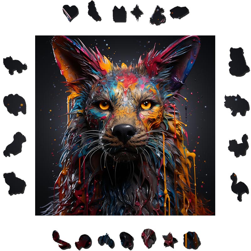 Painted Wolf - Wooden Jigsaw Puzzle