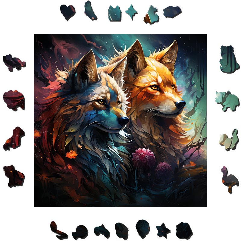 Mother and Father Wolf  - Wooden Jigsaw Puzzle
