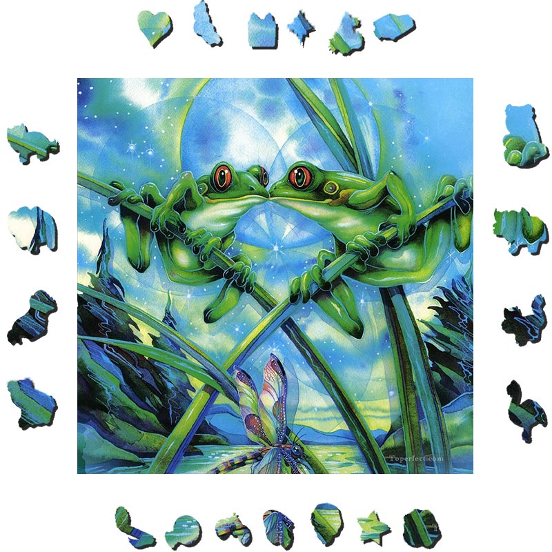 Frogs Kisses - Wooden Jigsaw Puzzle