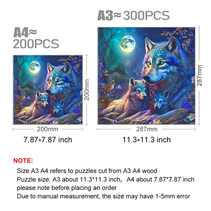 Moon Night Wolf  - Wooden Jigsaw Puzzle