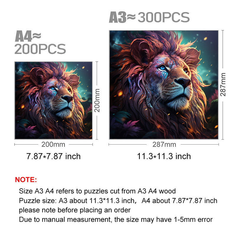 Colorful Lion In Space  - Wooden Jigsaw Puzzle