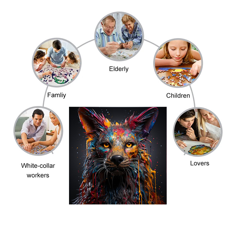 Painted Wolf - Wooden Jigsaw Puzzle