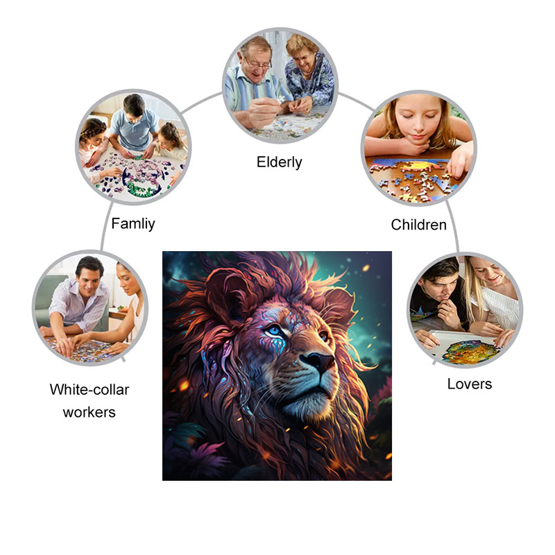 Colorful Lion In Space  - Wooden Jigsaw Puzzle