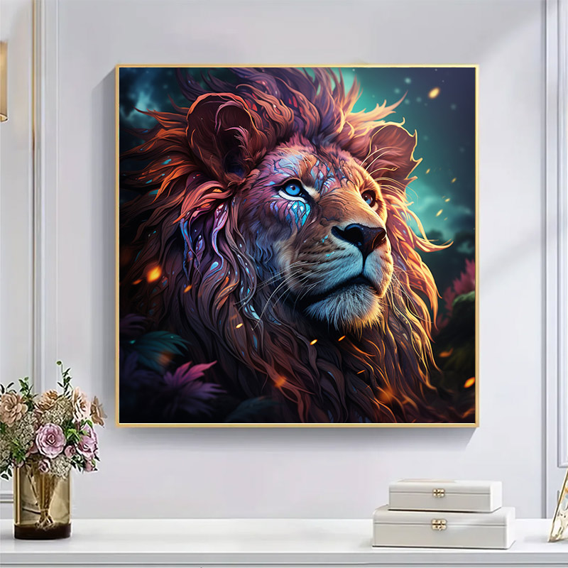 Colorful Lion In Space  - Wooden Jigsaw Puzzle