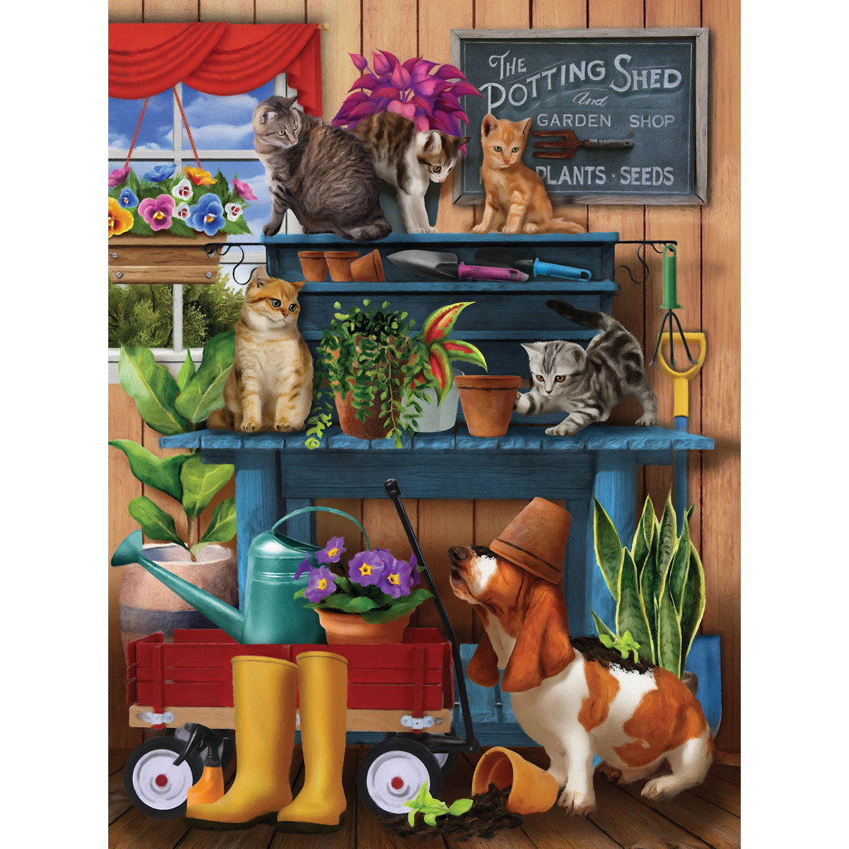 Rubbyoo Trouble in the Potting Shed - Wooden Jigsaw Puzzle