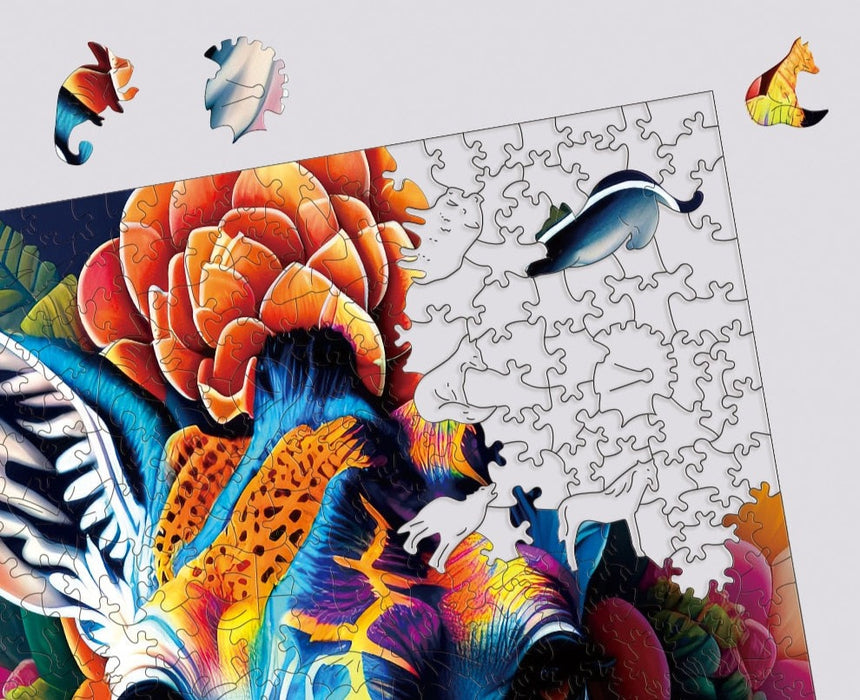 Rainbow Mandala Giraffe - Wooden Jigsaw Puzzle