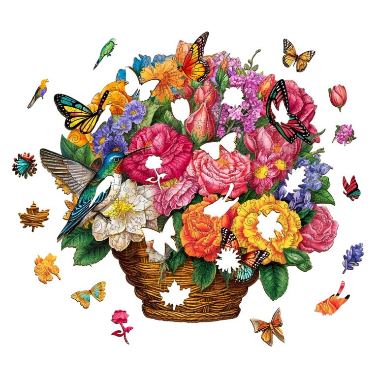 Flower Basket ‘Peonies and Butterflies’ - Wooden Jigsaw Puzzles