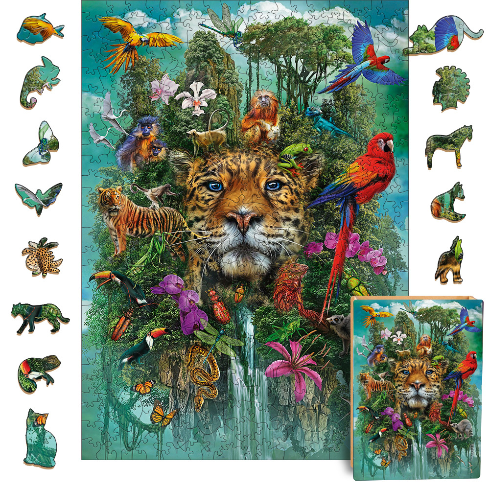 Animals in the Jungle - Wooden Jigsaw Puzzle