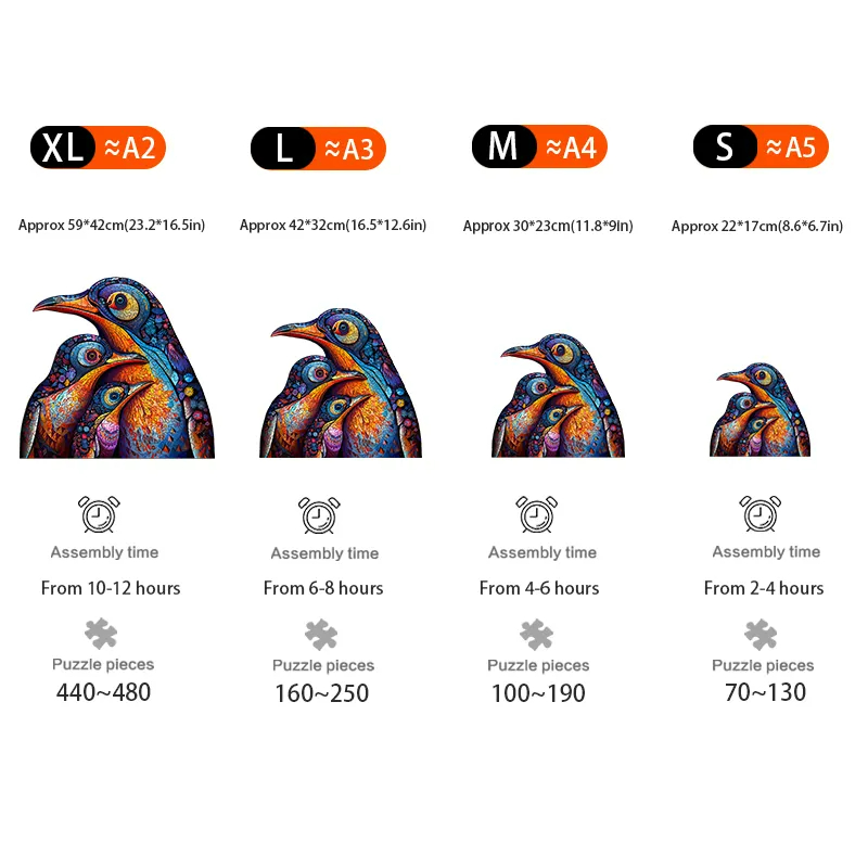Three Penguins - Wooden Jigsaw Puzzles