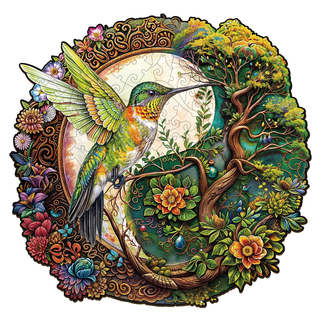 Yin Yang Hummingbird - Wooden Jigsaw Puzzle