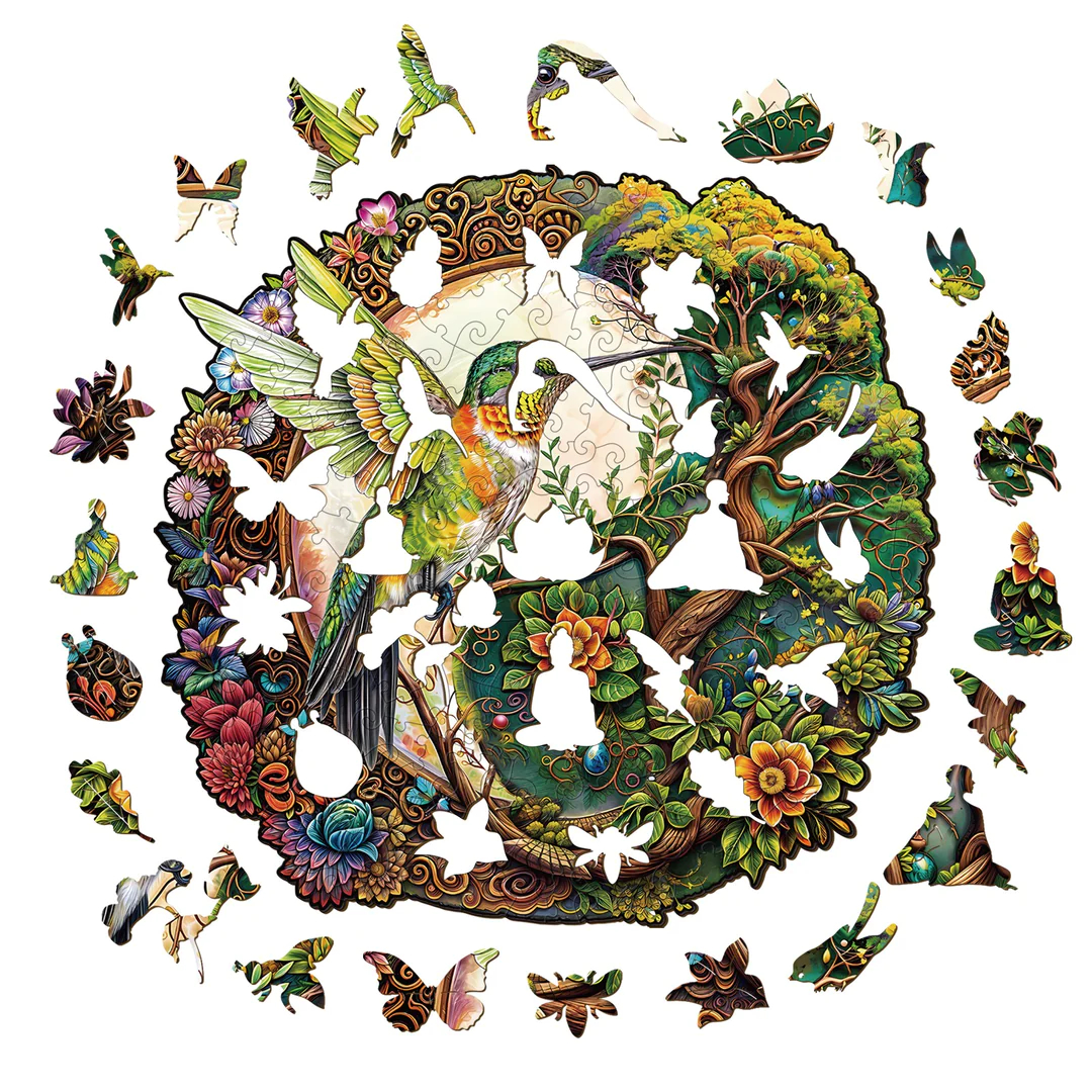 Yin Yang Hummingbird - Wooden Jigsaw Puzzle