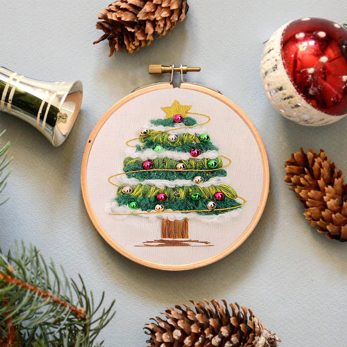 Rubbyoo Embroidery Kit - Shining Christmas Tree | Festive Holiday Decor | Perfect Needle Craft  - image 5