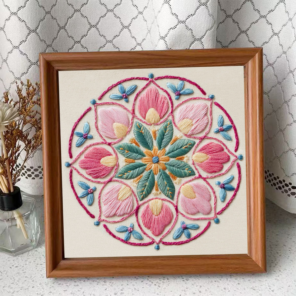 Rubbyoo Embroidery Kit - Floral Design | Beginner Handmade Art | Nice Hanging Decor  - Embroidery Kit Plus An Extra Frame - image 10