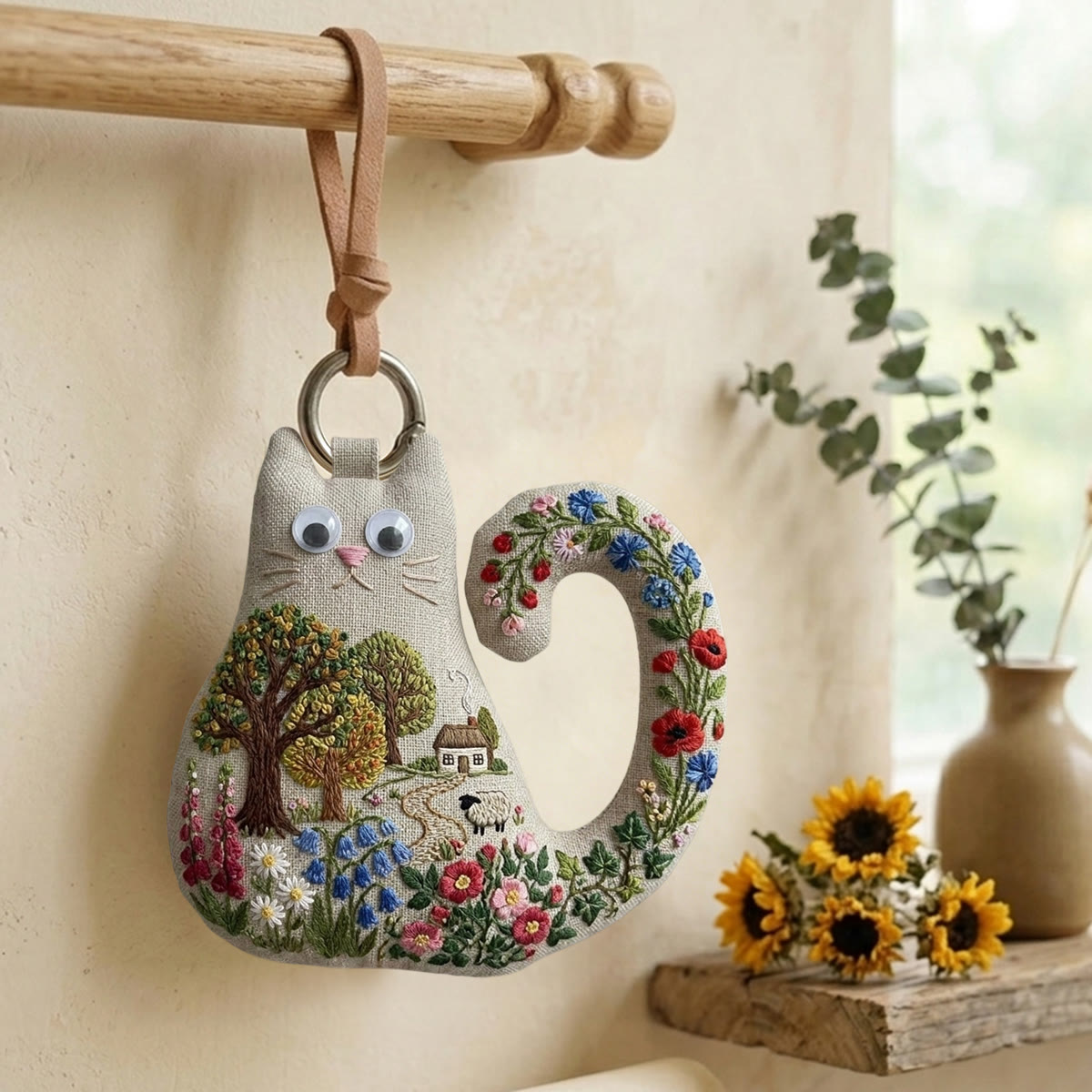 Rubbyoo Cat Embroidery Kit - Floral Farmhouse | Cozy Countryside Ornament | Perfect Gift For Woodland Nature Hobbists - image 5