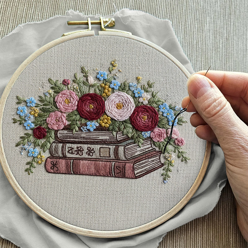 Rubbyoo Embroidery Kit - Floral Book Bouquet | Handcrafted Decorative Art | Perfect For Gift - image 11