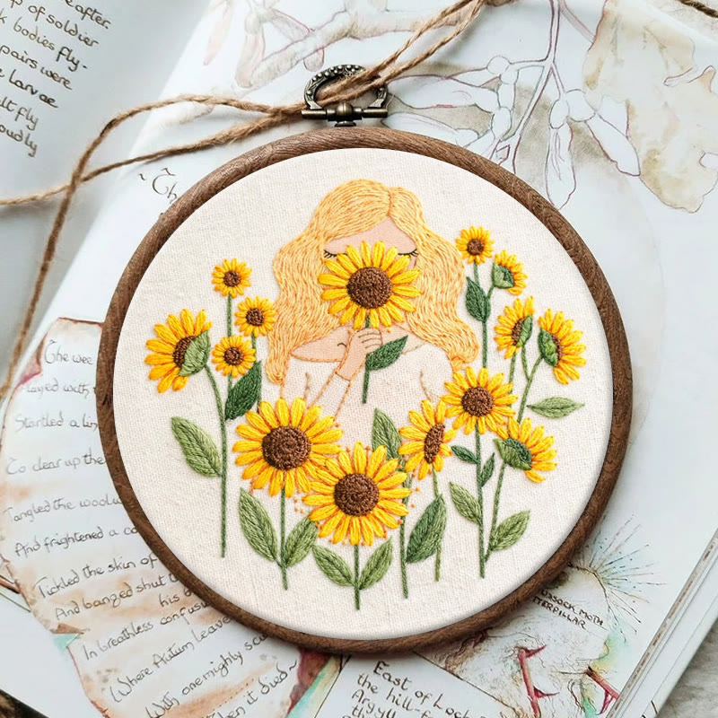 Rubbyoo Embroidery Kit - Sunflower Girl | Positive Handmade Craft | Unique Desk Decor - image 3