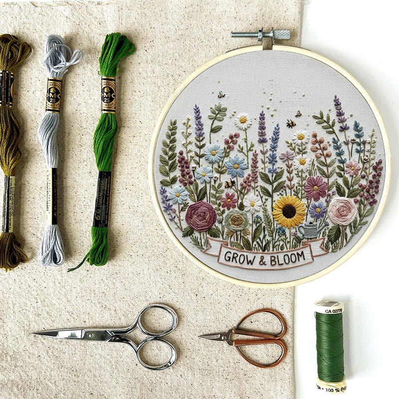 Rubbyoo Embroidery Kit - Blooming Garden With Sunflowers | Whimsical Floral Art | Ideal For Diy Crafters - image 12