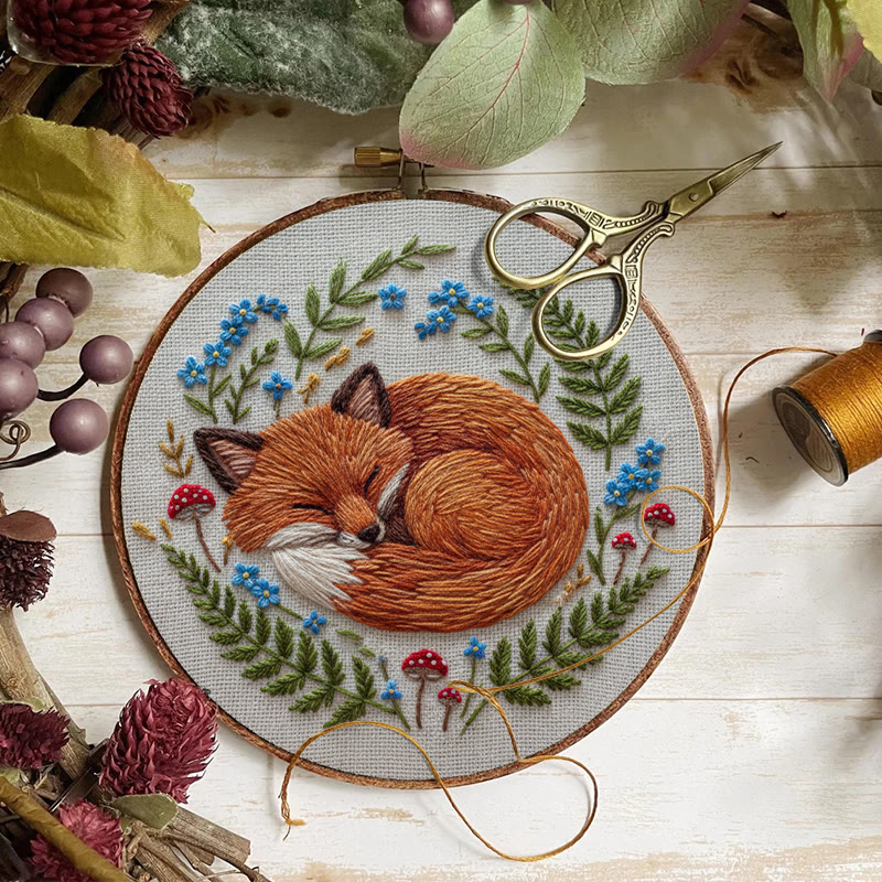 Rubbyoo Embroidery Kit - Sleeping Fox | Nature-inspired Handcrafted Art | Cozy Home Decor Piece - image 9