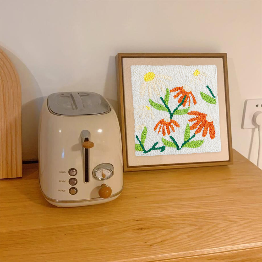 Little Flowers Square Punch Needle Kit - Diy Yarn Craft | Handmade Floral Ornament  - image 4