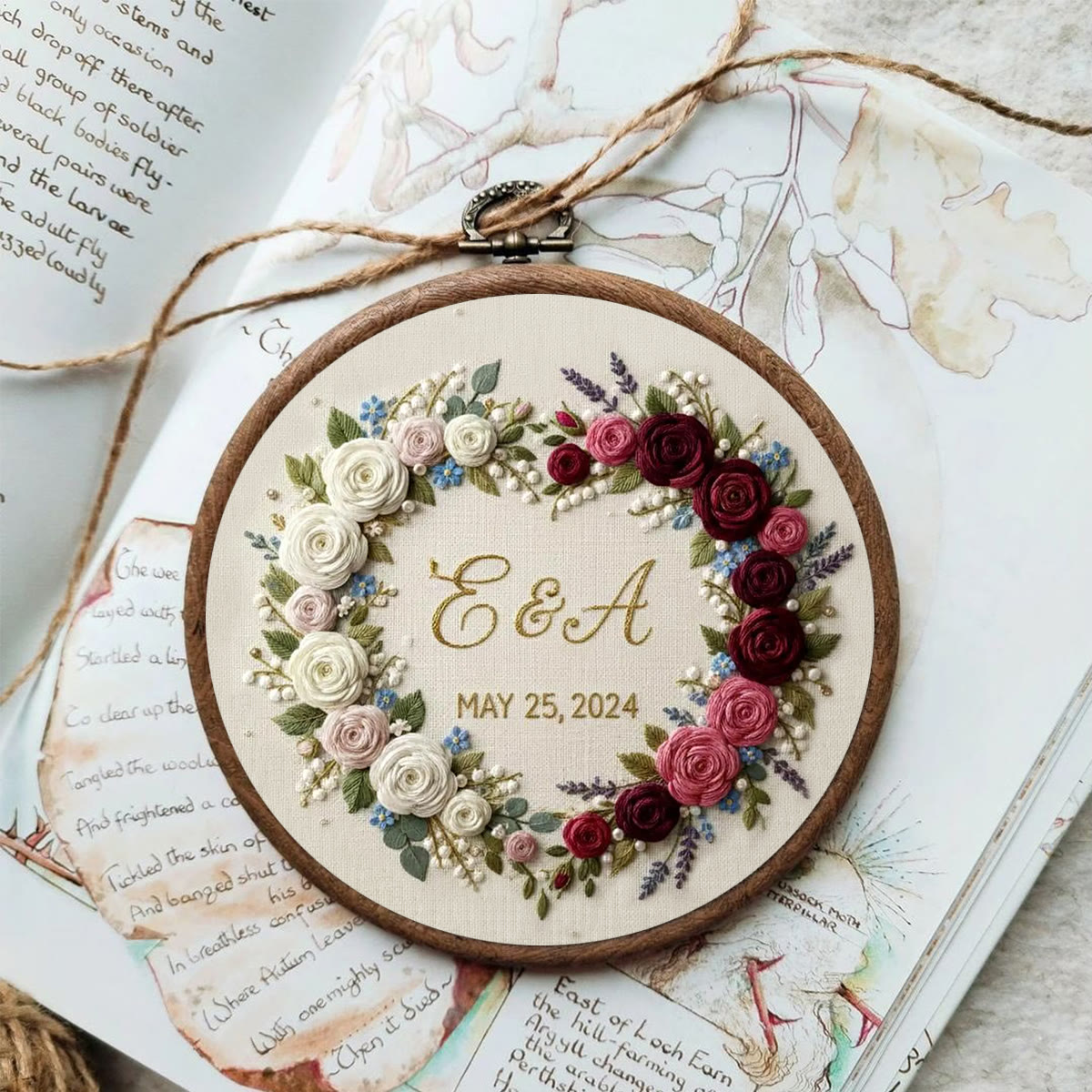 Rubbyoo Embroidery Kit - Dual-tone Rose Heart Wreath | Handcrafted Memorial Gift | Elegant Embroidery Accent - image 5