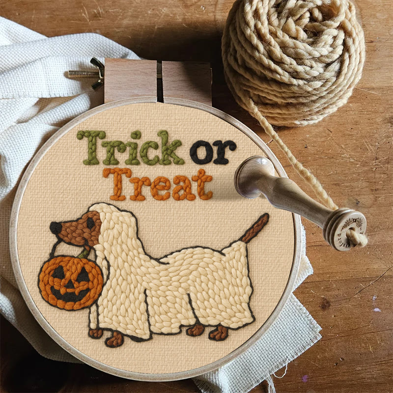 Trick Dog Punch Needle Kit - Creative Ghost Craft | Spooky Halloween Decoration - image 7