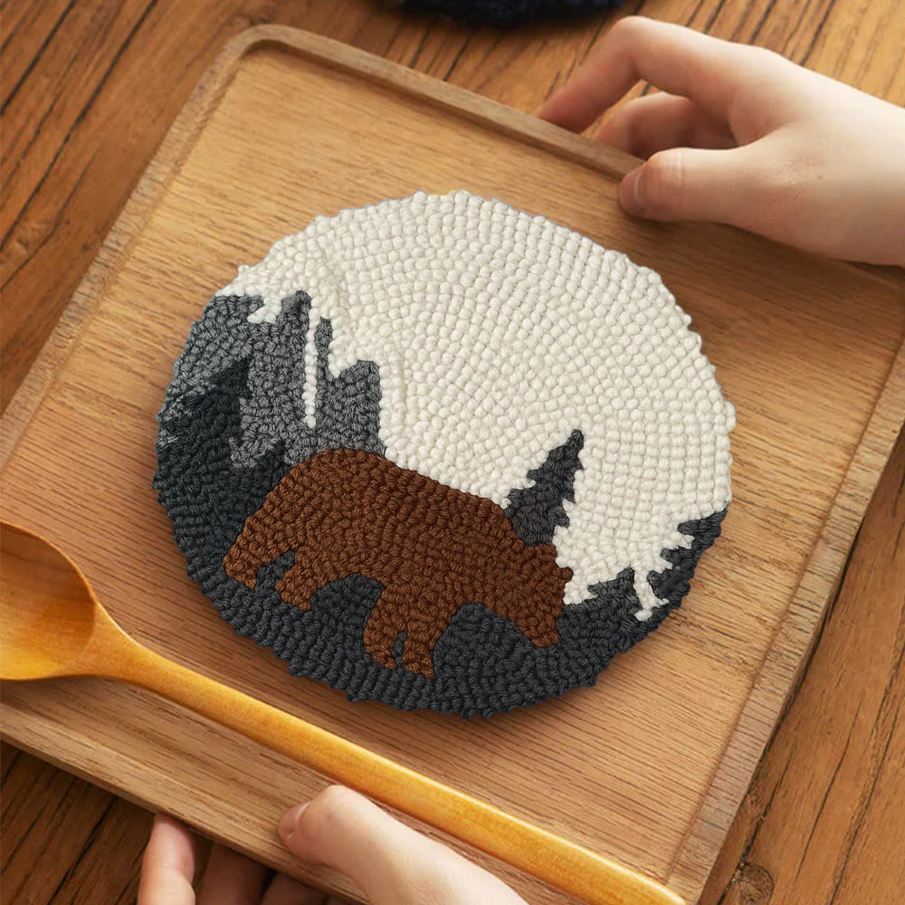 Fierce Bear Punch Needle Kit - Diy Animal Coaster | Nice Desk Decor - image 11