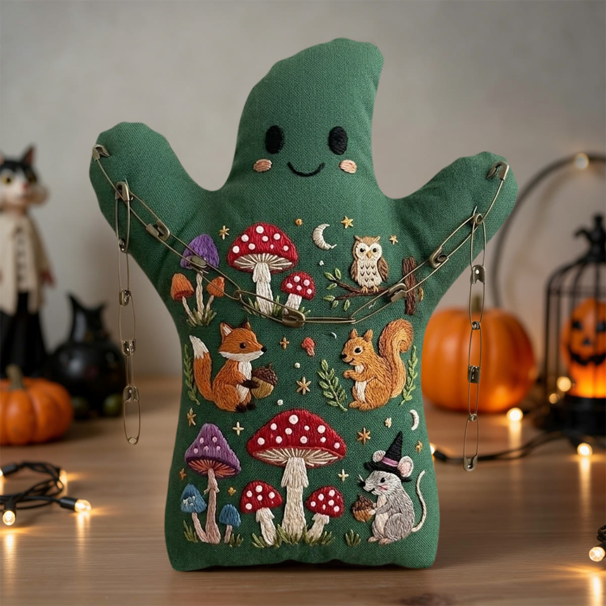 Rubbyoo Ghost Embroidery Kit - Cozy Woodland Club | Handmade Forest Animals Craft | Rustic Landscape Art Decor - image 4